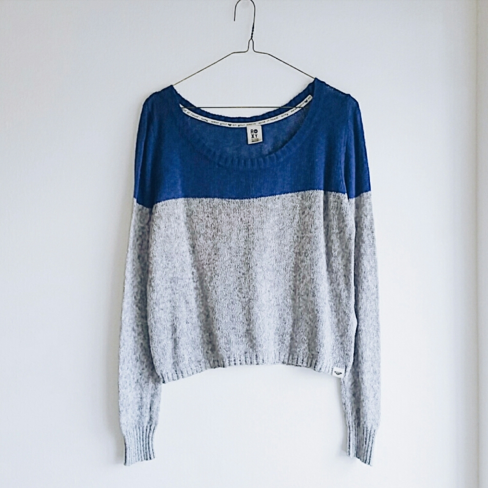 Roxy Blue/Grey Cropped Pullover Sweater  XL